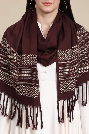 Coffee Color Pure Viscose Winter Stole